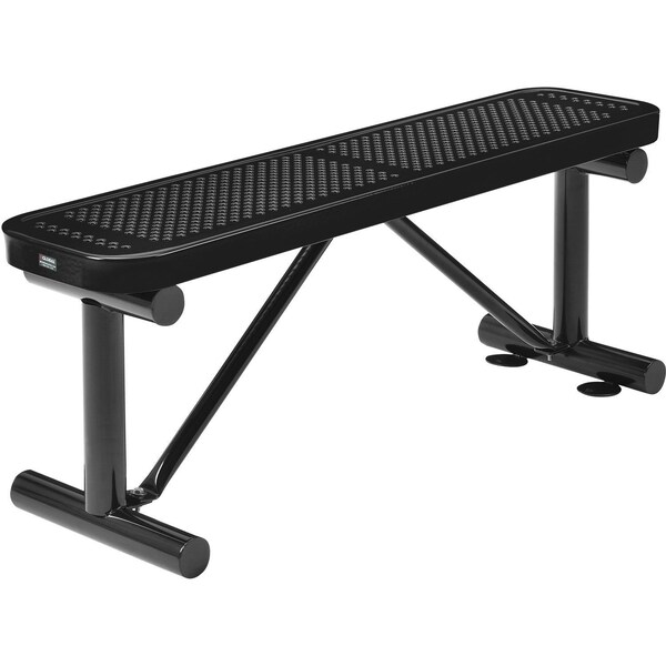 Global Industrial 48L Outdoor Steel Flat Bench, Perforated Metal, Black 695742BK - main